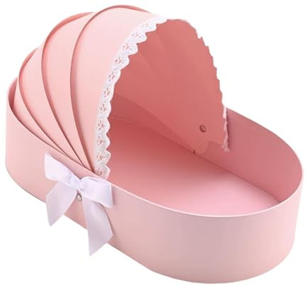 Scatola per baby shower, contenitore per fiori, per regali di fiori, rosa, 33,5 x 17,5 x 21 cm