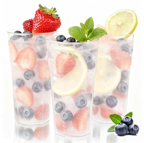 Klerbesh Mehrwegbecher Set 500ml, 50 Stück Wiederverwendbare Partybecher Aus Plastik, Bruchsicher Und Stapelbar, Geburtstag, Hochzeit, Gartenparty, Festival, Büro