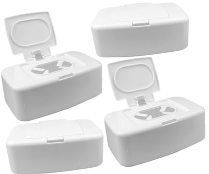 Alipis Boîte de Rangement pour Lingettes Humide Blanche, Légère en Pp, Lot de 4, Simple et Pratique Cuisine et Tiroirs, Garde les Lingettes Fraîches
