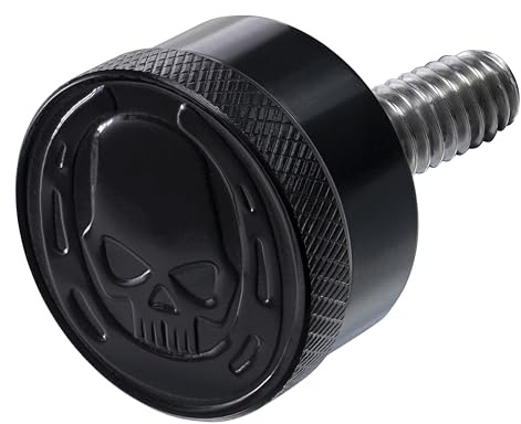 Fenrir Kit de Tornillo de Seguridad Antirrobo Asiento Moto Acero Inoxidable 304 Negro Grabado Metálico Calavera y Herradura Compatible con Harley Davidson 1997-Actualidad Sportster Softail Touring