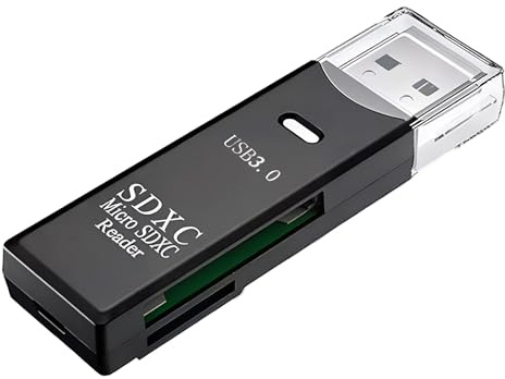 USB 3.0 Card Reader, 2 in 1 SD/Micro SD Card Reader, External Memory Adapter 5Gbps, SD TF SDHC SDXC MMC Card Reader, Plug & Play with Protective Cap Compatible with Windows Laptop Tablet Computer