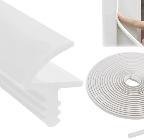 Türdichtung, Zimmertürdichtung, TPE Gummidichtung Dichtband Zarge für Innentüren, Türanschlagdichtung (Weiß, 25M)