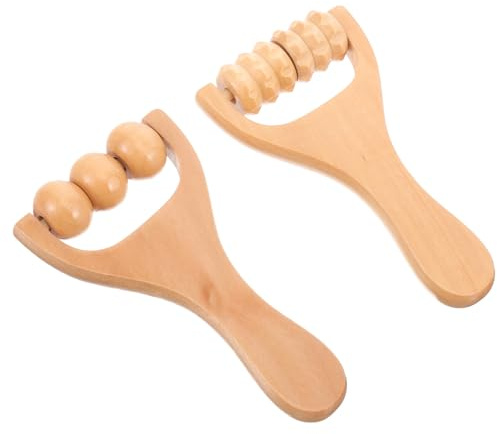 PAMINGONO Massage Roller Holz 2 Stück Nacken Schulter Fuß aus Natürlichem Holz Handlich Leicht Vielseitig für Ganzkörpermassage Wiederverwendbares Wellness Tool für Zuhause und Reisen