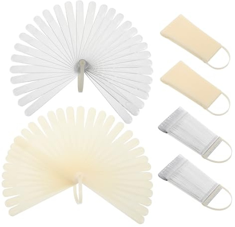SAFIGLE Présentoir de Vernis à Ongles en Éventail 6 Pièces – Nuancier Professionnel avec 32 Échantillons Naturels et 3 Transparents par Set – Bâtonnets D’Échantillons pour Prothésistes