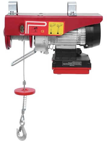 MEELRYD Verricello elettrico, da 125 kg a 250 kg, altezza di sollevamento: 12 m, motore in filo di alluminio da 550 W, velocità di sollevamento 10 m/min, con telecomando cablato, verricello motore per