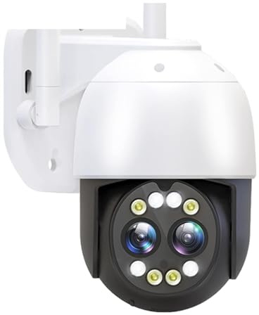LLOOPK Telecamera di sicurezza, Telecamera IP 8X Dual Lens Zoom Videosorveglianza CCTV Sicurezza domestica Protezione Vista a 360° Wireless PT Cam Outdoor(4K Camera No Card)