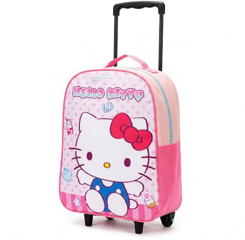 Hello Kitty Children’s Luggage Suitcase - Foldable Trolley Bag 42 x 29cm 2 Wheels Extendable Handle - Travel Bag with Wheels (Hello Kitty)