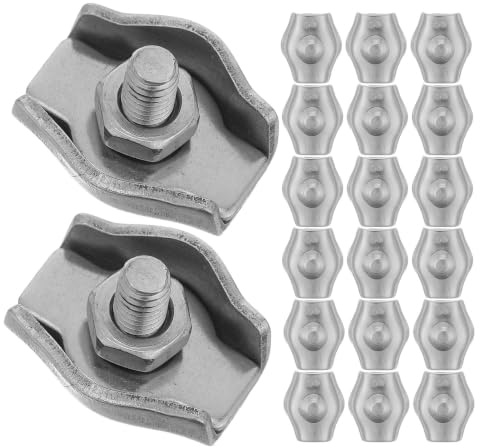 Hemobllo 20 Piezas Clip para Cable de Acero Inoxidable Fijación Estable y Diseño de Perno Dúplex M3 para Uso Industrial y Edificaciones