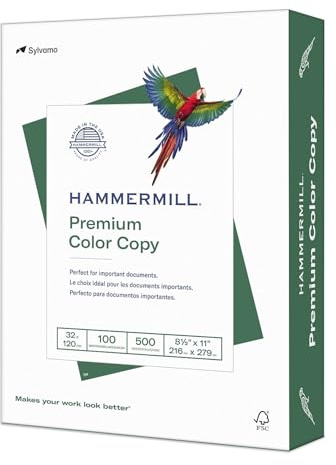 Hammermill Printer Paper, Premium Color 32 lb Copy Paper, 8.5 x 11-1 Ream (500 Sheets) - 100 Bright, Made in the USA, white (102630)