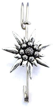 Edelweiss Schal Brosche (Kilt Pin), handgefertigt aus englischem Zinn, in Geschenkbox (AB-L)