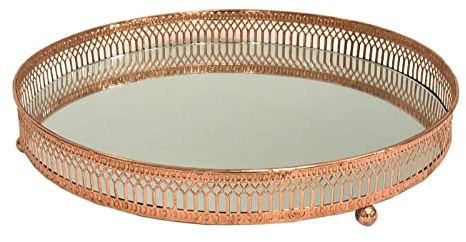Sifcon COPPER MIRROR PLATE CANDLE HOLDER, VOTIVES, TEA LIGHTS, TABLE CENTREPIECE, DECOR (LARGE)