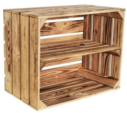 CHICCIE Geflammte Obstkisten - Lange Ablage 50x40x30cm Holzkisten Weinkisten
