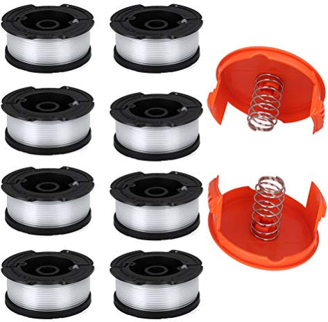 TOPEMAI AF-100 Spool, 0.065 Line String Trimmer Replacement Compatible with Black & Decker AF-100-3ZP GH900 GH600 String Trimmer(8 Pack+2 Spool Cap and Spring)