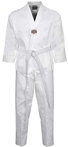 Playwell Elite Kosuitrean Taekwondo Uniform White V Neck With Back Embroidery (4/170cm)