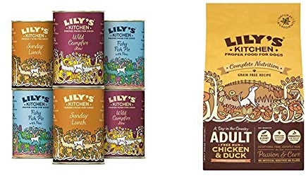 Lily's Kitchen Grain Free Multipack Wet Dog Food, 400 g, Pack of 6 with Adult Chicken and Duck Complete Dry Dog Food (2.5 kg)