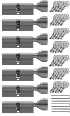 7x Knaufzylinder KSN 90 mm 45/45 gleichschließend inkl. 35 Schlüssel