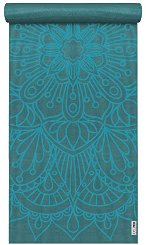 YOGISTAR Yogamatte Basic - Art Collection - Lotus Mandala 183 x 61 x 0.4 cm, Petrol, Yoga