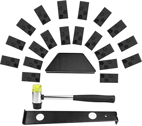 Laminat Holzfußboden Installations Set Verlegeset für Laminatfußböden mit Schlagklotz Zugstange Doppelseitiger Hammer 20 Abstandhaltern