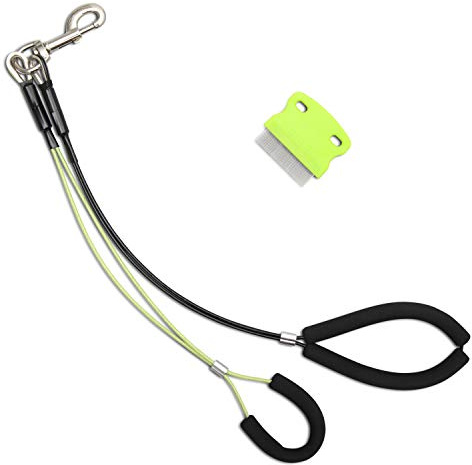 S7 360 No Sit Haunch Holder Dog Grooming Restraint Set - Heavy Duty Stainless Steel Hardware with Adjustable Tabs for Large Dogs - Complete with Pet Flea Remover Comb
