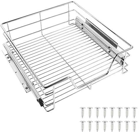 shunyi fashion Teleskopschublade, 60cm Ausziehkörbe für die Küchenunterschränke, Einbauschublade mit Schienen, Schrankauszug Verchromt Küchenschrank Organizer