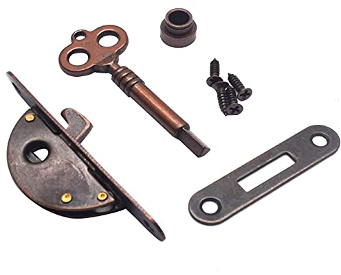 Shiwaki Mezzo Tondo-Tipo Chiave Vintage armadietto Serratura mobili Montaggio a Filo Rosso Bronzo Serratura Molle Antico armadietto Serratura