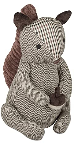 Relaxdays Dörrstopp ekorre, tyg, sand, för golv, inomhus, tung, dekorativ dörrpåse djur, HBT: 26 x 17 x 22 cm, brun