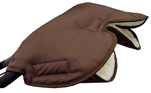 BAMBINIWELT Muff Handwärmer Handschuh für Kinderwagen Buggy mit Lammwolle für warme Hände universal UNI (braun)