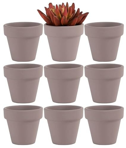 Yishang Lot de 9 mini pots en terre cuite gris de 5,1 cm – Petits pots de fleurs artisanaux pour pépinière, plantes succulentes, cactus, poterie, poterie, jardin, décoration de rebord de fenêtre