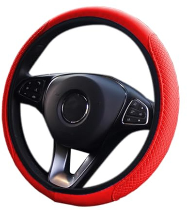 Universal Auto Lenkradhülle Leder Lenkradbezug Elastisch Atmungsaktiv Rutschfest Durchmesser 37-38cm Autozubehör für die meisten Modelle