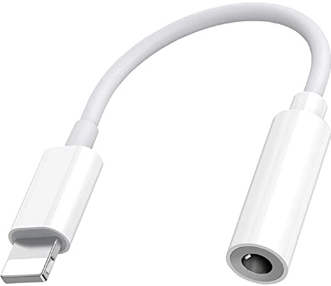 Adaptateur de Casque iPhone Lightning vers 3,5 mm - Adaptateur Jack Audio - Compatible avec iPhone 14/13/12/11 Pro/X/XS Max/XR/8/7 - Compatible avec Tous Les systèmes iOS - Blanc