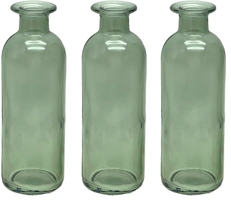 Vase Grün Salbeigrün Glas Blumenvase Dekovasen 3 Fach Sortiert