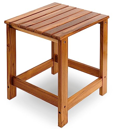 Utoplike Tavolino da esterno in teak, tavolino da caffè in legno, tavolini per giardino, cortile, camera da letto, soggiorno, divano laterale, contenitore per bagno