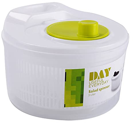 3L Ensalada Pequeña,Lechuga, Centrifugadora Manual Plástic con Tazón Transparente para Servir, Cesta Colador, Salad Spinnerpara Deshidratar Y Limpiar Fácilmente