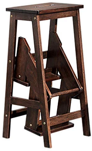 KAZUP Poggiapiedi Pieghevole Scalino Pieghevole Sgabello Pieghevole a Scatto Retrattile, Scala a 3 gradini in Legno di Gomma, Biblioteca Multifunzione Antiscivolo, Camera da Letto, Soggiorno, Faci
