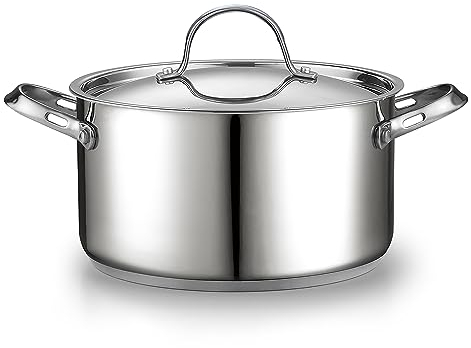 Cooks Standard 18/10 Stainless Steel Stockpot 6-Quart, Classic Deep Cooking Pot Canning Cookware Dutch Oven Casserole with Stainless Steel Lid, Silver