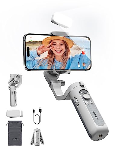 hohem iSteady XE Kit Gimbal Stabilizer for Smartphone, 3-Axis Phone Gimbal, Magnetic Fill Light, Portable and Foldable, Stabilizer for iPhone & Android, One-Key Inception, Ideal for Travel Vlogging