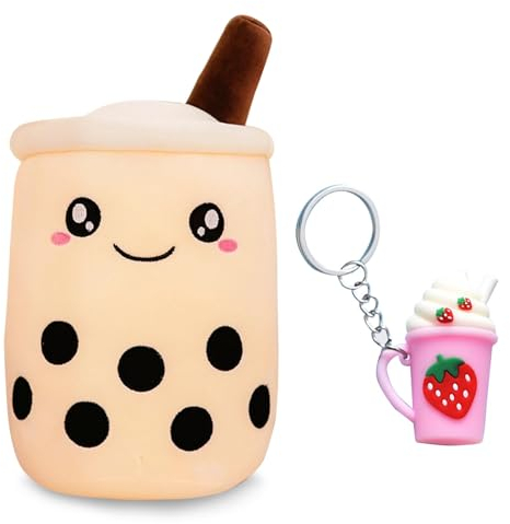 AYNKH Schöne Puppe aus Plüsch, Cartoon, Boba in Form von Milchtee, weiches Kissen, Plüsch-Spielzeug, Schlüsselanhänger, Rosa, professionelle Haut, bequemes Kissen, Geburtstagsgeschenk