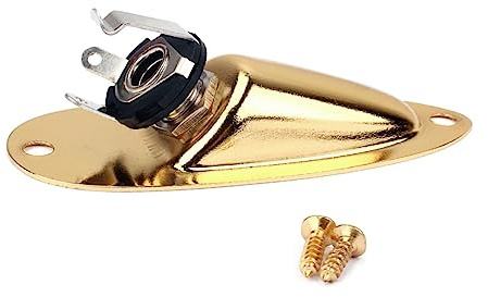 Toyvian Boat Guitar Jack Socket 1/4 Inch 6.35Mm Output Jack Replacement and 3 Mounting Screws Copper Steel for Electric or Acoustic Guitar