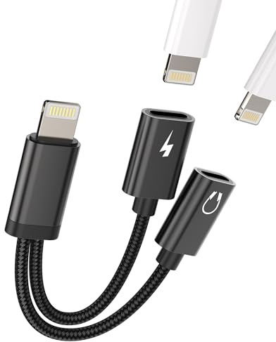 Lightning Jack Kopfhörer Zubehör Aux Kabel Kopfhörer Ladegerät Adapter Splitter Ladegerät Headphone Stecker für Apple iPhone 14 13 12 11 Pro Max 7 8 Plus X SE XS XR für iPad Air