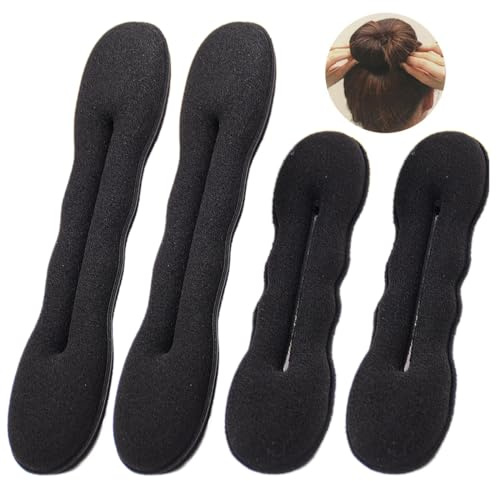 Visxcnu 4 Stück Magischer Haarknoten,2 Große und 2 Kleine,Hair Bun Maker Upgraded Haarhalter Schwamm Clips Haar Styling Donut Brötchen Haar Twist Lockenwickler Donut Tools