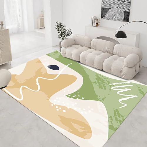 Teppich deko für Zimmer,Rutschfestes abwaschbares braun-Creme-gelbes Farbdesign,deko Flur teppiche Wohnzimmer,180x280cm