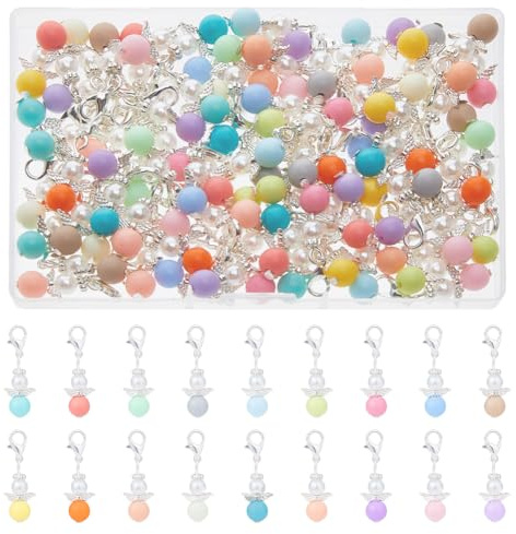 SUPERFINDINGS 108 pezzi 18 colori Charm Alata Angelo Pendente Colorato Pendente Ali di Angelo Perle In Acrilico Decorazioni per La Creazione di Gioielli Portachiavi Ornamento Appeso
