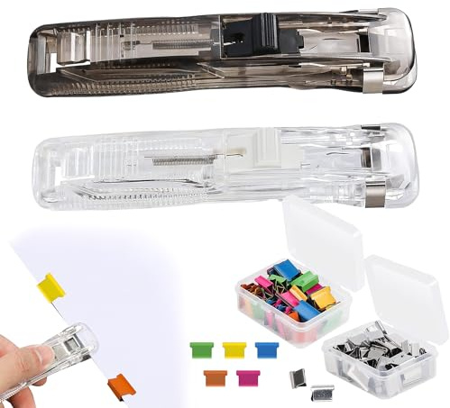 102pcs Clam Clip Dispenser with 100 Portable Mixed Color Refill Clips Anti-Slip Practical Paper Clip Dispenser for School Offices Homes for Fixing Loose Leaf Paper Documents Reports