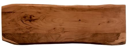 SAM Holzplatte 120x40 cm Emilio, Tischplatte aus Akazienholz massiv + nussbaumfarben, Baumkanten-Platte für Heimwerker, geeignet für Arbeitsplatten, Tische & Fensterbretter