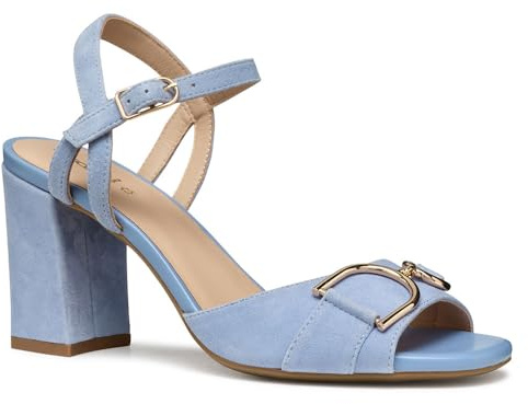 Geox D NEW ERAKLIA 80 A - Sandalo con tacco Donna, Lt Blue,