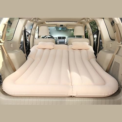 DYKGYLYS Bil camping madrass resesäng, för Suzuki Jimny GJ FJ/Samurai 1998–2024 bil tjock flockad luftmadrass med luftpump tjockare, D beige