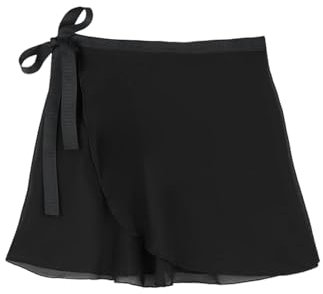 Ballett Wickelrock Chiffon Rock Damen Ballett Rock Wickelrock Kurz Verstellbare Taille für Kinder und Damen (DE/NL/SE/PL, Alphanumerisch, M, Regular, Regular, Schwarz)