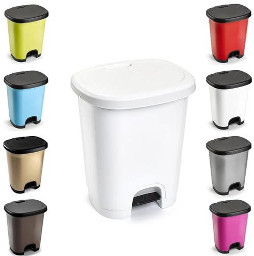 plastific 27L Slim Pedal Bin, Soft Close Step Trash Can for Kitchen & Home