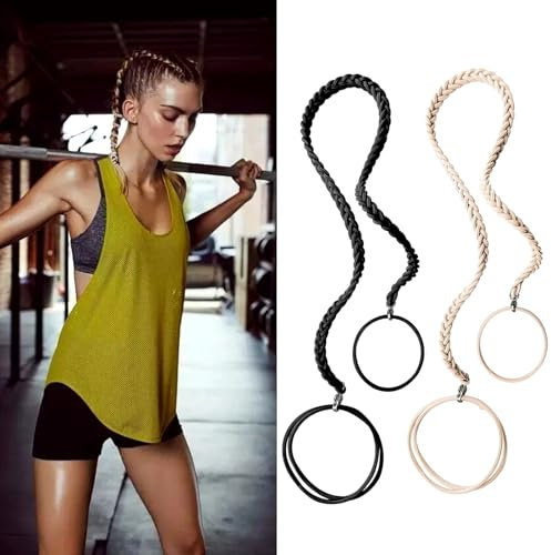 2 Stück Scrunchies Damen Sport, Scrunchies,Elastische Haarbänder, Geflochtene Haarbänder, Spiral-Haargummi für Langes Haar, für Damen und Mädchen, Tauchen, Sport, Dünnes Haar, Lockiges Haar, Schweres