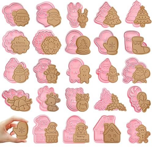 Auped 24-teiliges 3D Weihnachts-Keksausstecher Set für Kinder - Plätzchenformen & Tortendeko